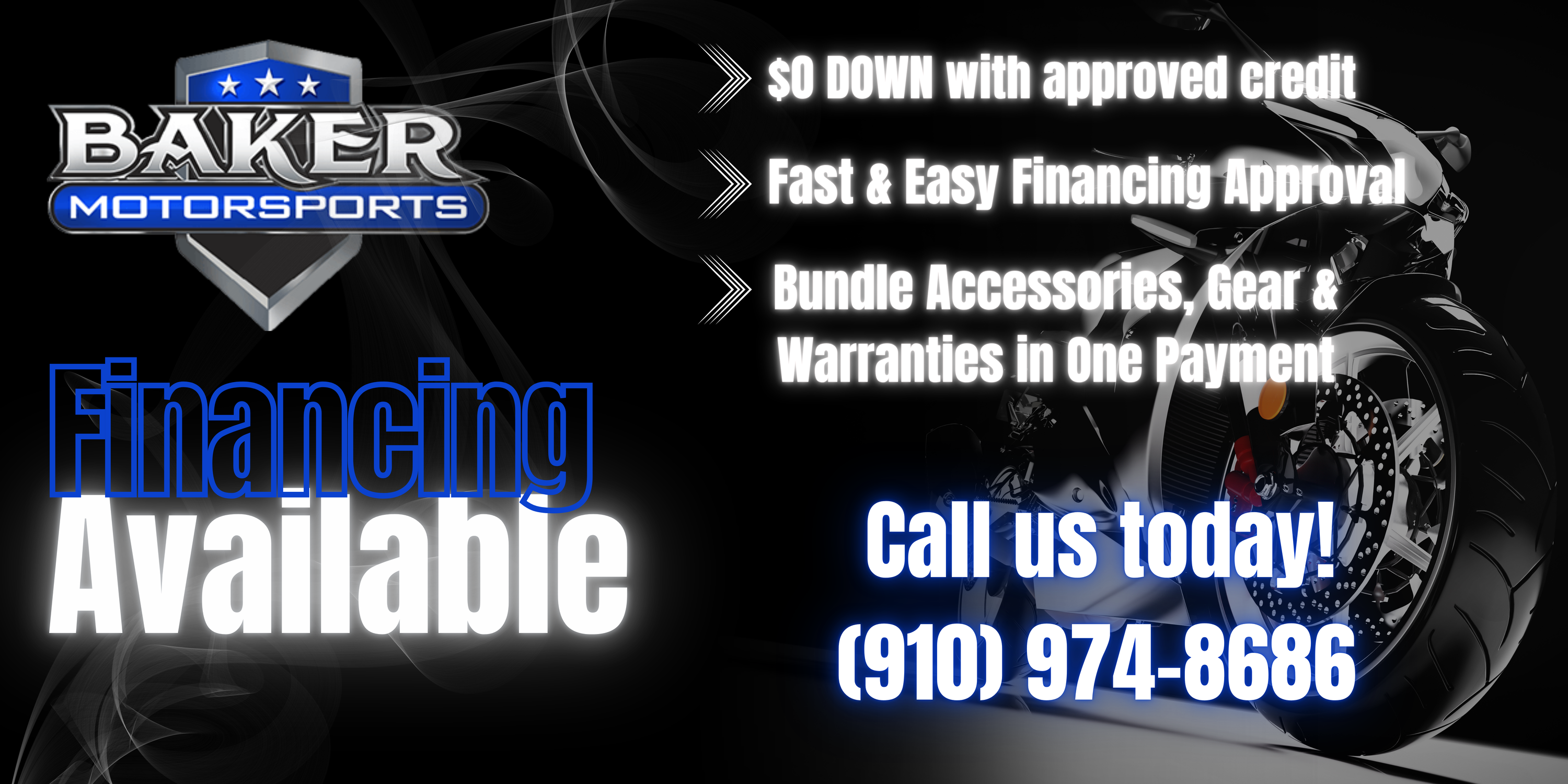 Motorcycle financing near me, ATV financing near me, Side by Side Financing near me